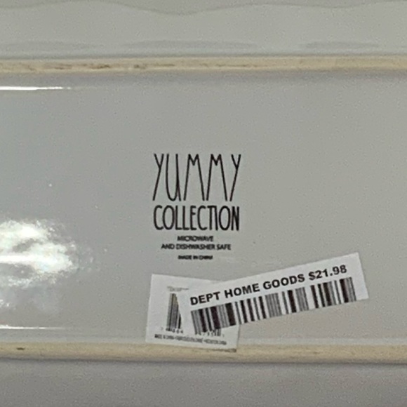 Yummy Rectangle Dish Tray Rectangle Fun Phrase Hangry Heavy Ceramic White Black - Picture 6 of 13